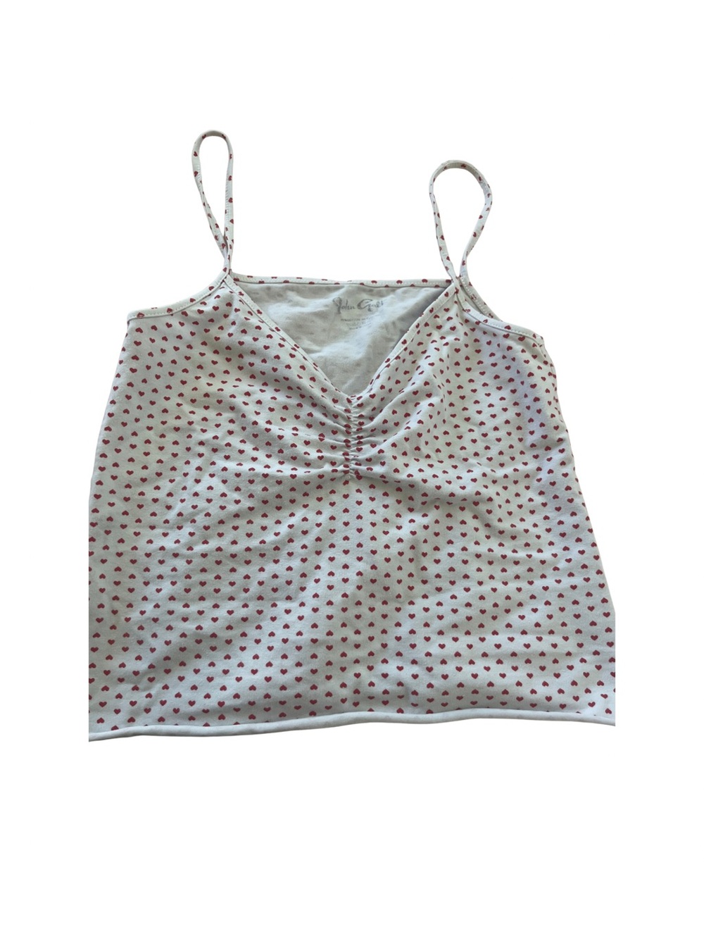 Brandy Melville White & Red Heart Print Spaghetti Strap Tank Top